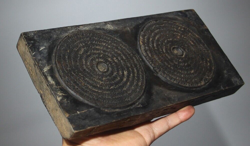 Real Tibet 1800s Old Buddhist Carved Printing Wood Block Four Mandala Scripture