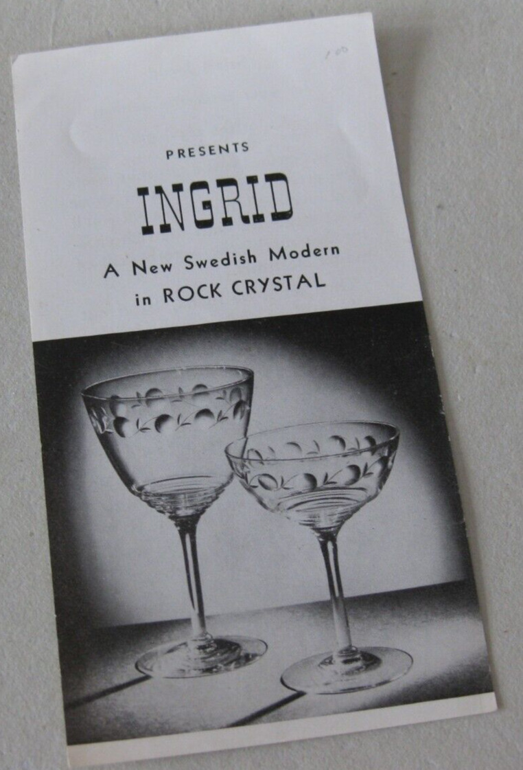 FOSTORIA GLASS #794 INGRID 2 Sided Leaflet Illustrated 1939-43