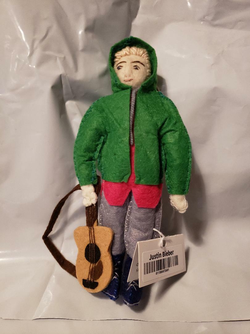 Tree or Auto Ornament  Hand Made Justin Bieber  Wool Felt Guitar Collectible 