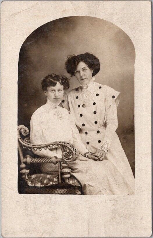 1909 Kewanee Illinois RPPC Photo Postcard Two Affectionate Women Studio Portrait