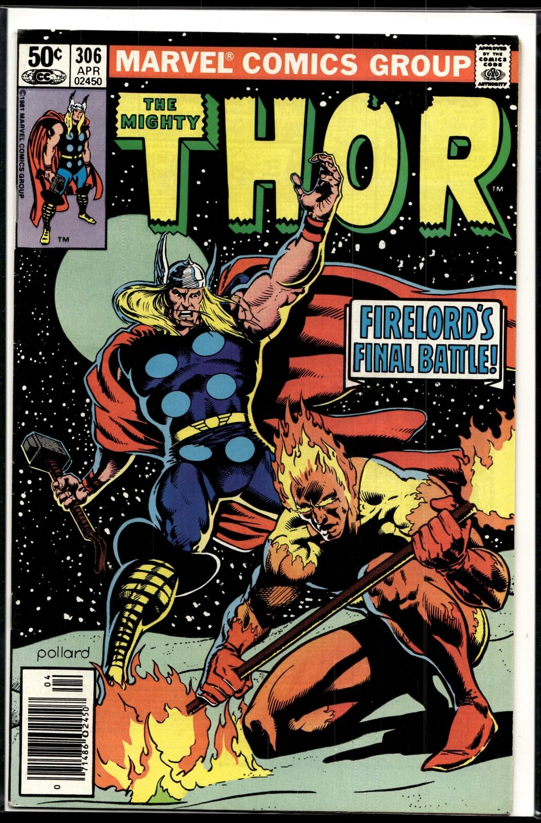 1981 Mighty Thor #306 Newsstand Origin of Airwalker Marvel Comic