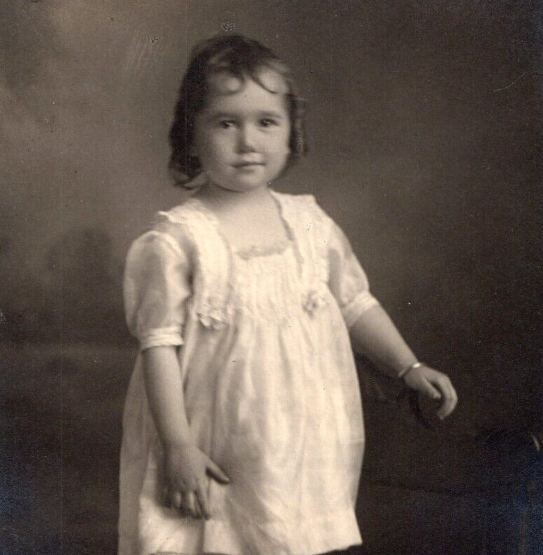 Beautiful Girl RPPC Real Photo Antique Postcard Vintage Dress Female Child