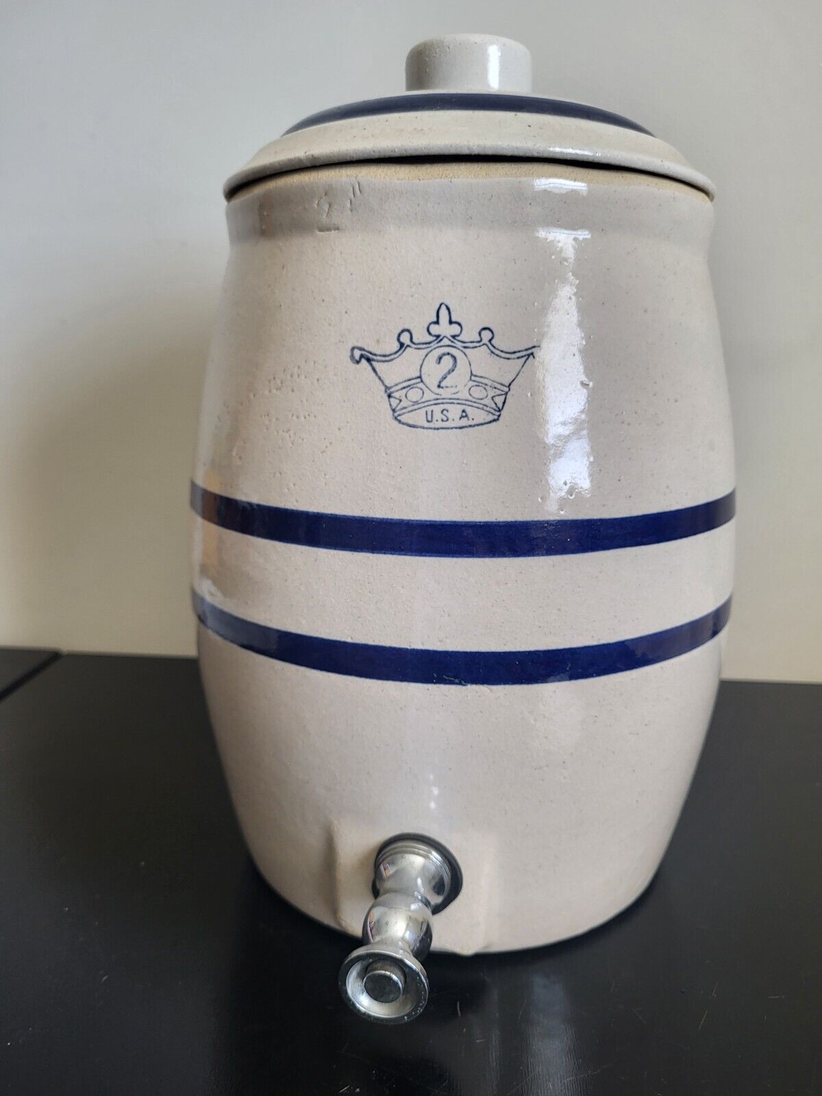Vintage Roseville Robinson 2 Gallon Crock Water Cooler With Lid