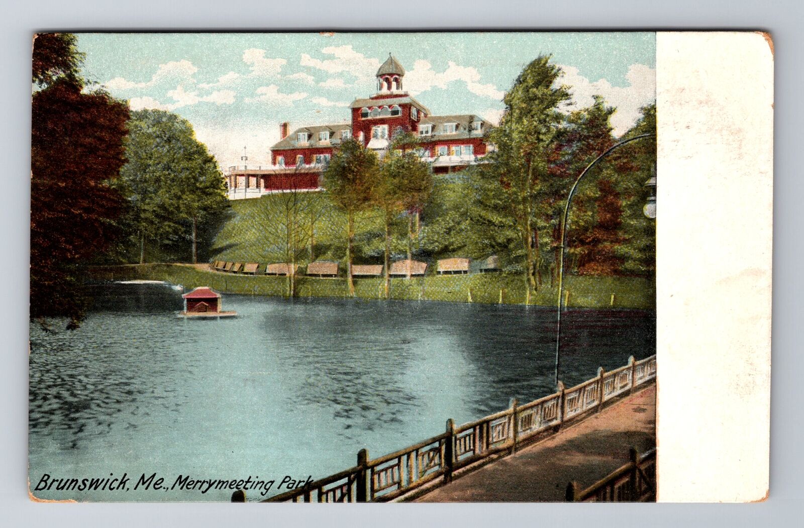 Brunswick ME-Maine, Merrymeeting Park, Lake, Antique Vintage Souvenir Postcard