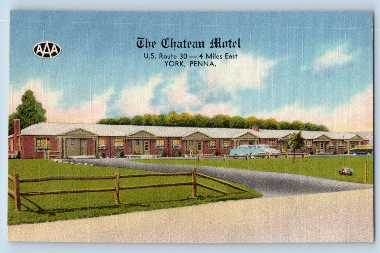 York Pennsylvania Postcard Chateau Motel Building Exterior 1940 Vintage Unposted