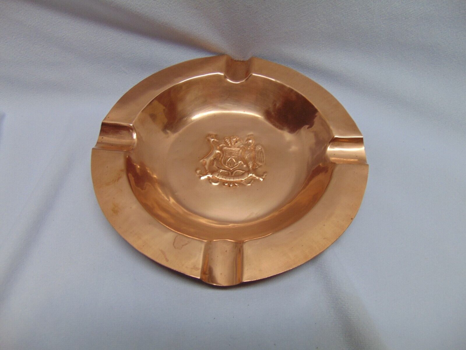 Vintage Solid Copper Dish Tray Chilean Coat Of Arms“BY Reason Or FORCE 8\