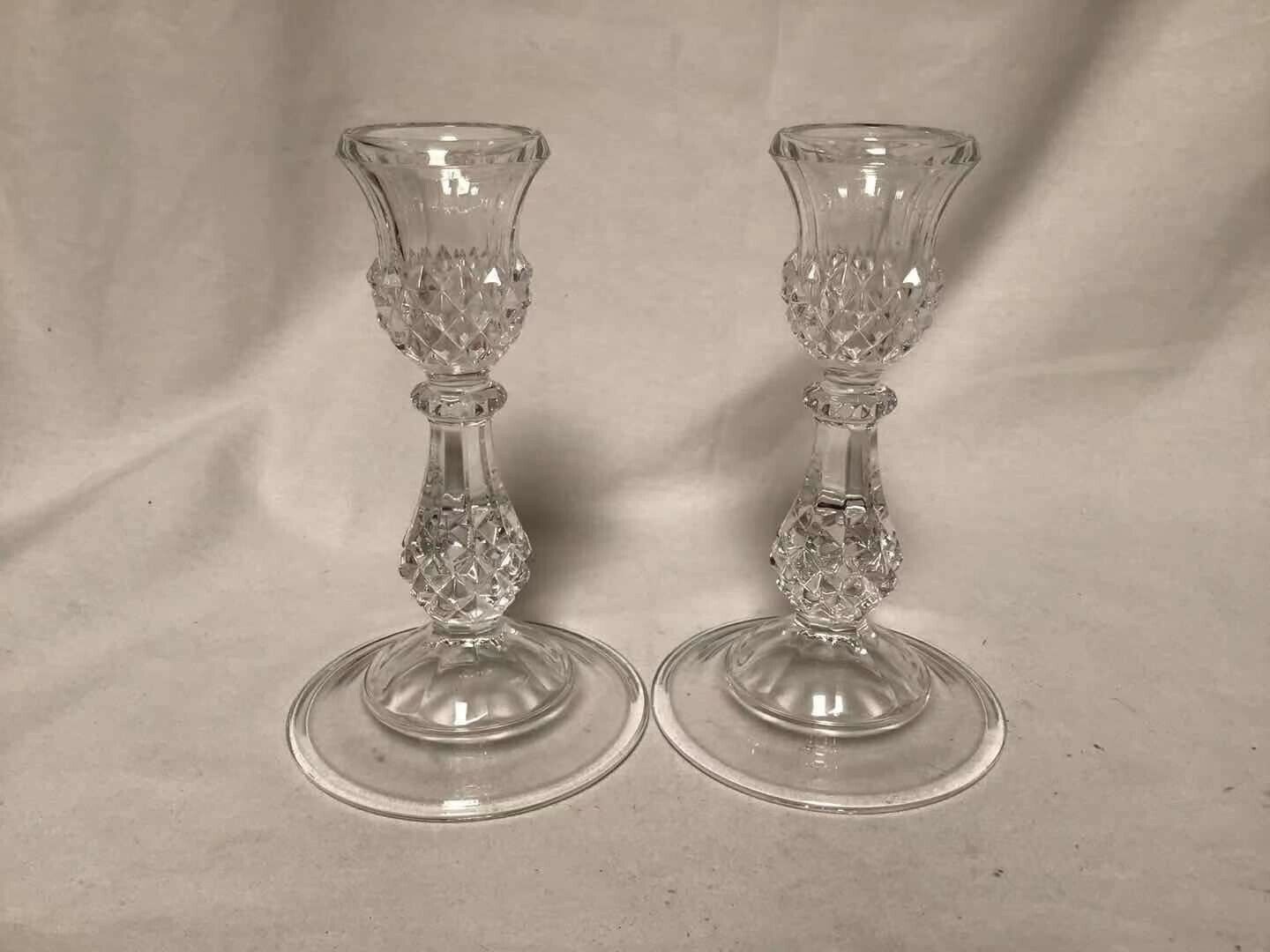 Stunning Vintage Crystal Glass Wedding Display Candle Holders Candlesticks 2pcs