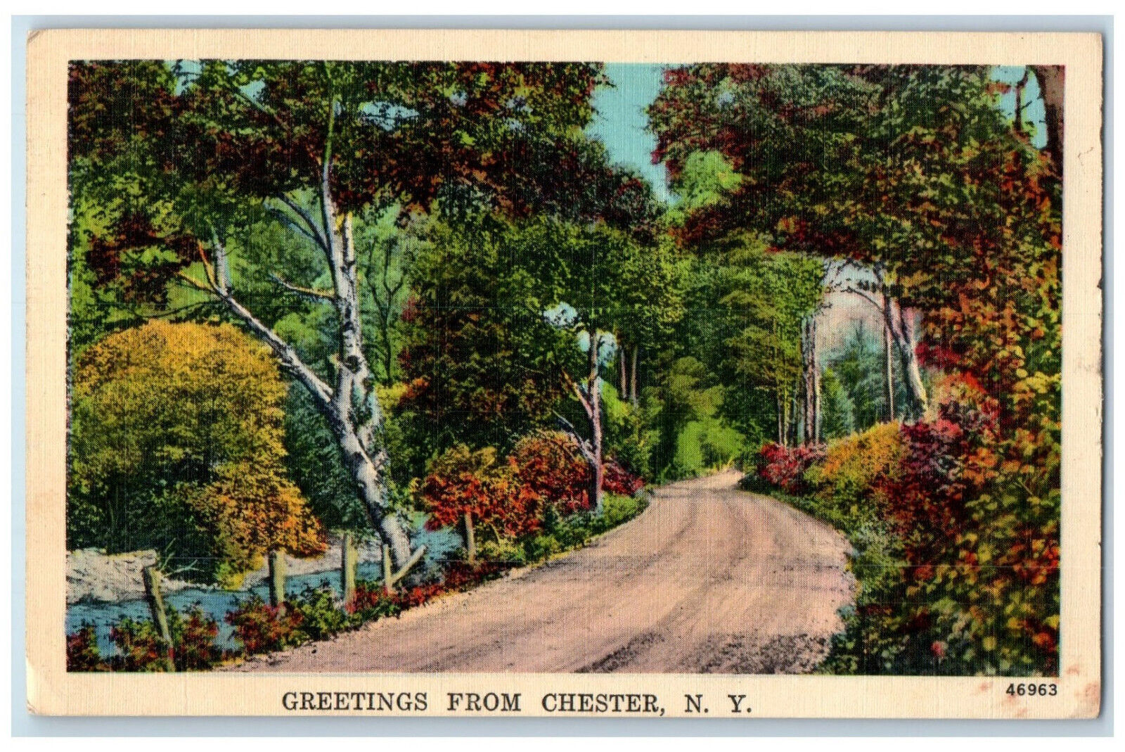1948 Road Scene Greetings from Chester New York NY Posted Vintage Postcard