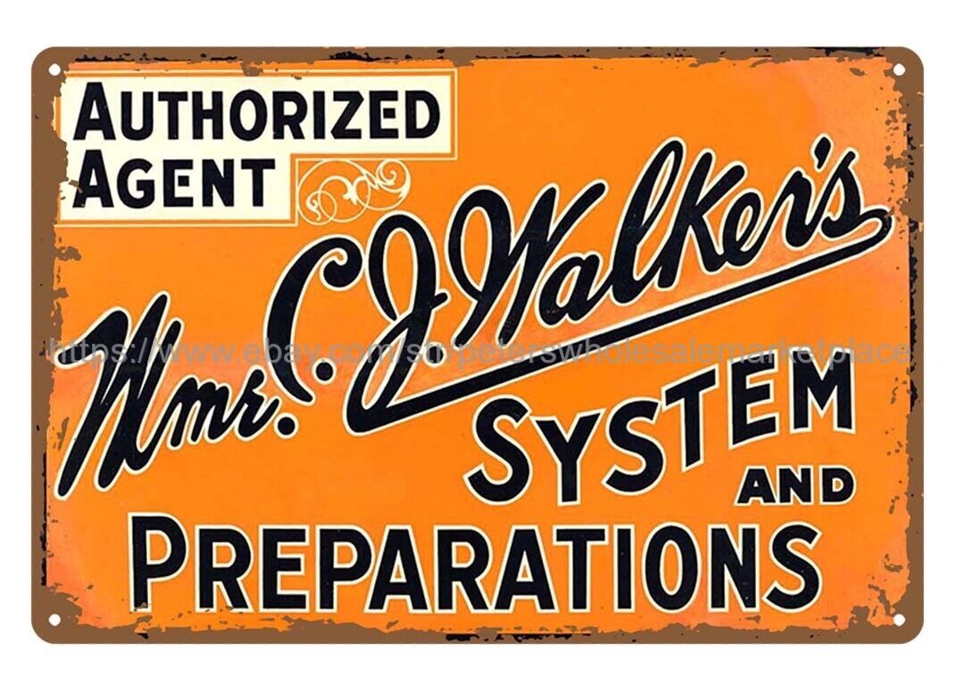 MADAM C. J. WALKER AFRICAN AMERICAN HAIR CARE system preparations tin sign