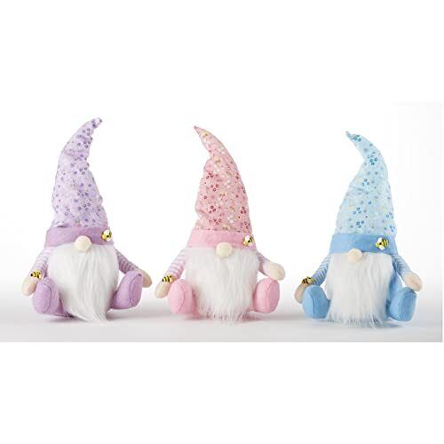 Delton Products Purple Pink and Blue Sitting Bumblebee Gnomes 13 Inch Set of 3