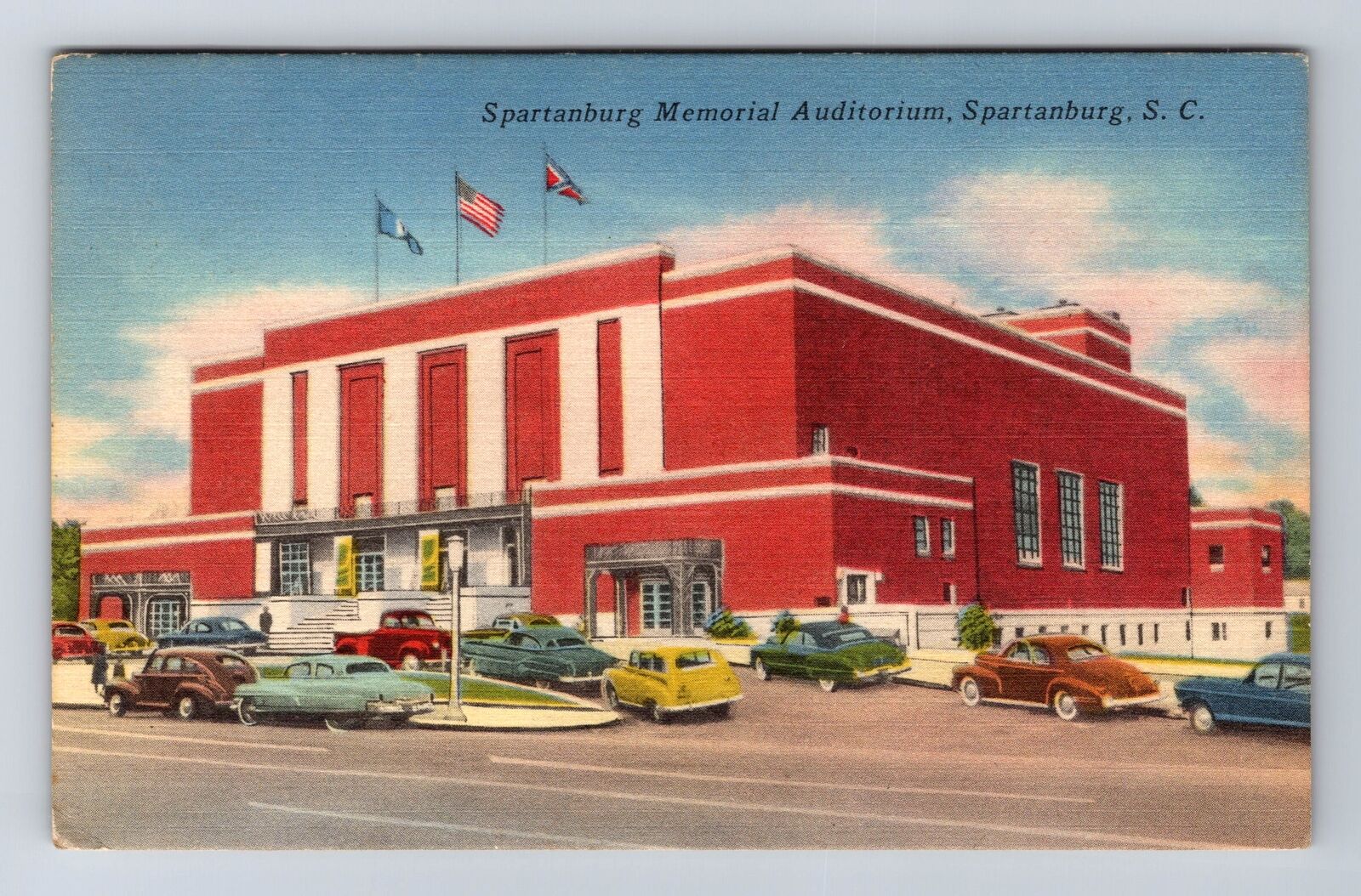 Spartanburg SC-South Carolina, Spartanburg Memorial Auditorium Vintage Postcard