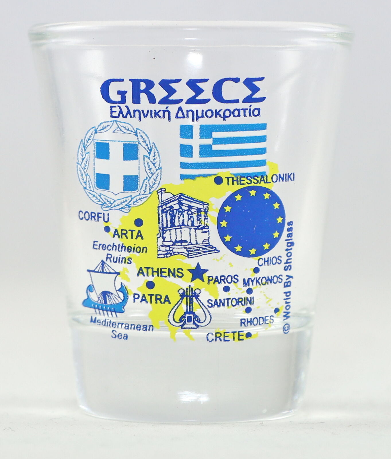 GREECE EU SERIES LANDMARKS AND ICONS COLLAGE SHOT GLASS SHOTGLASS