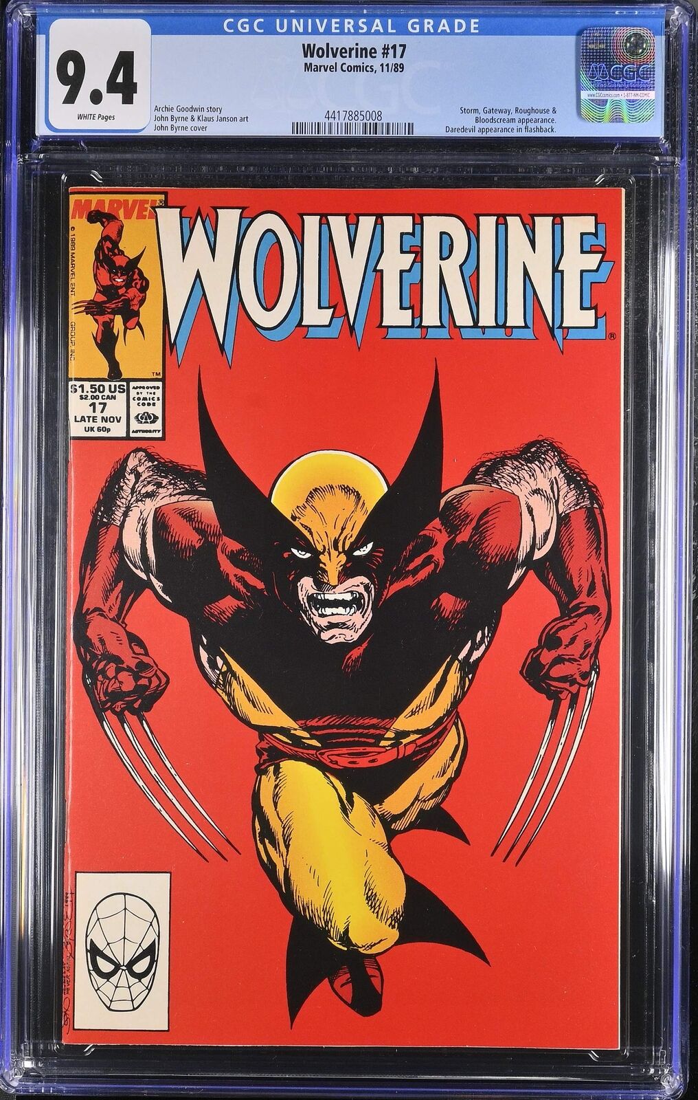 Wolverine #17 Marvel Comics (1989) 9.4 NM CGC Graded 1st Print Comic Book