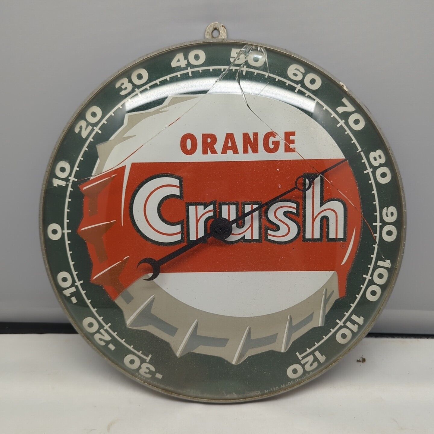 Rare Vintage 1958 Orange Crush Pam Clock Co. Thermometer Made In USA Damaged