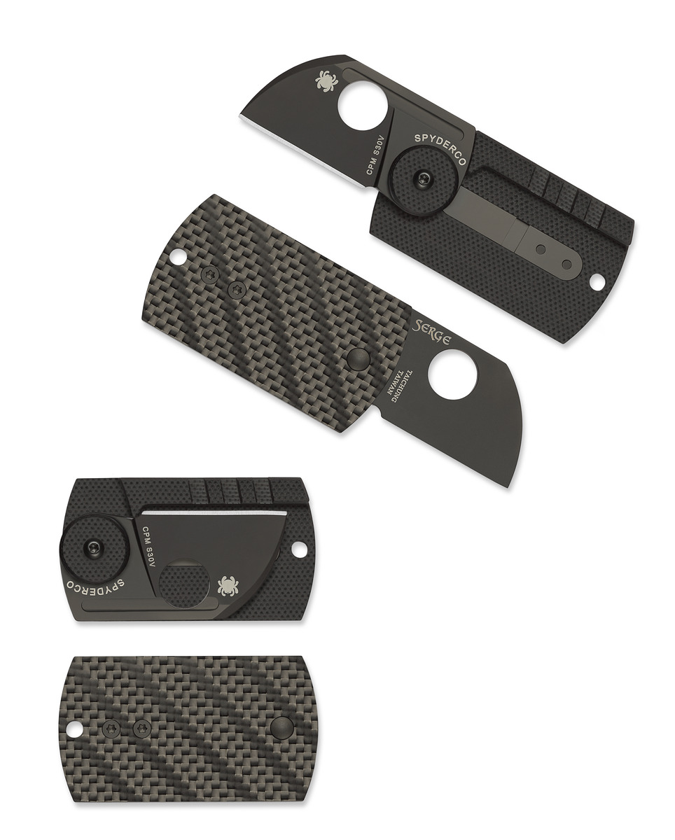 Spyderco Knives Dog Tag Folder Black Carbon Fiber G-10 S30V Steel C188CFBBKP