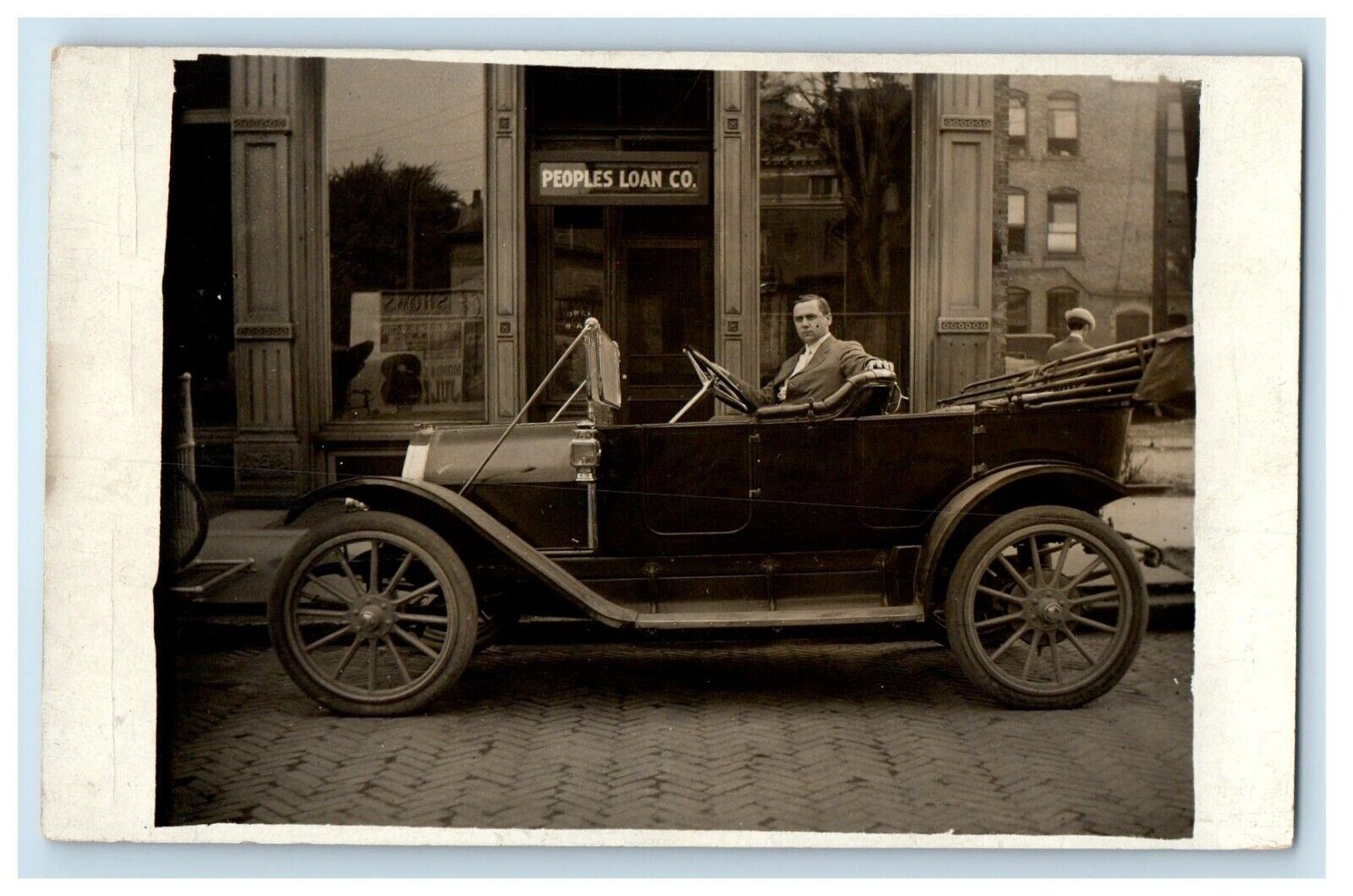 c1910's Street View Car Peoples Loan Co. Business RPPC Unposted Photo Postcard