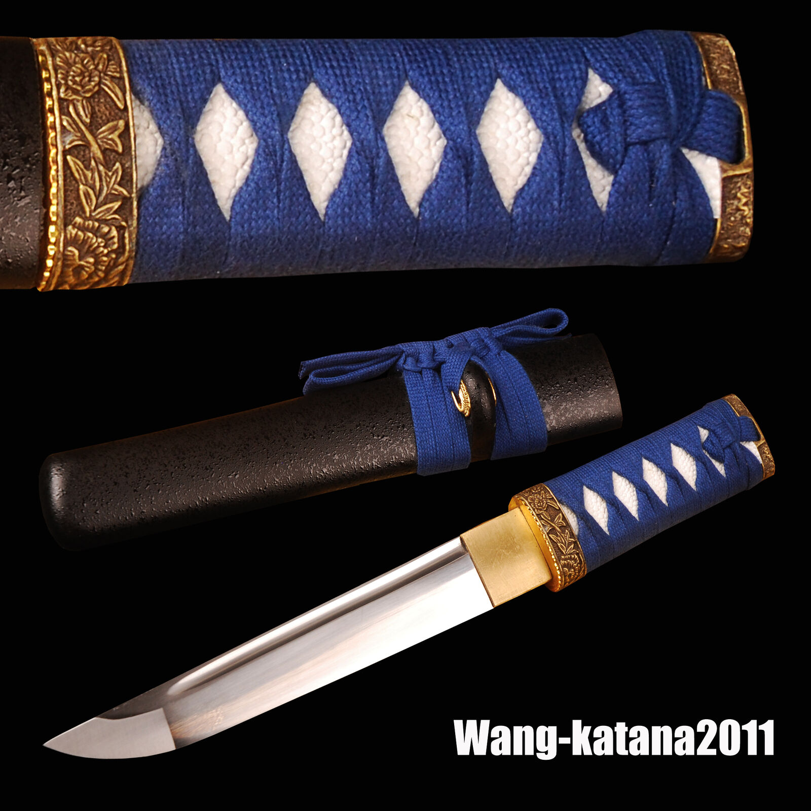 40CM Self-defense Sharp Tanto Knife Black Japanese Samurai Handmade Short Sword