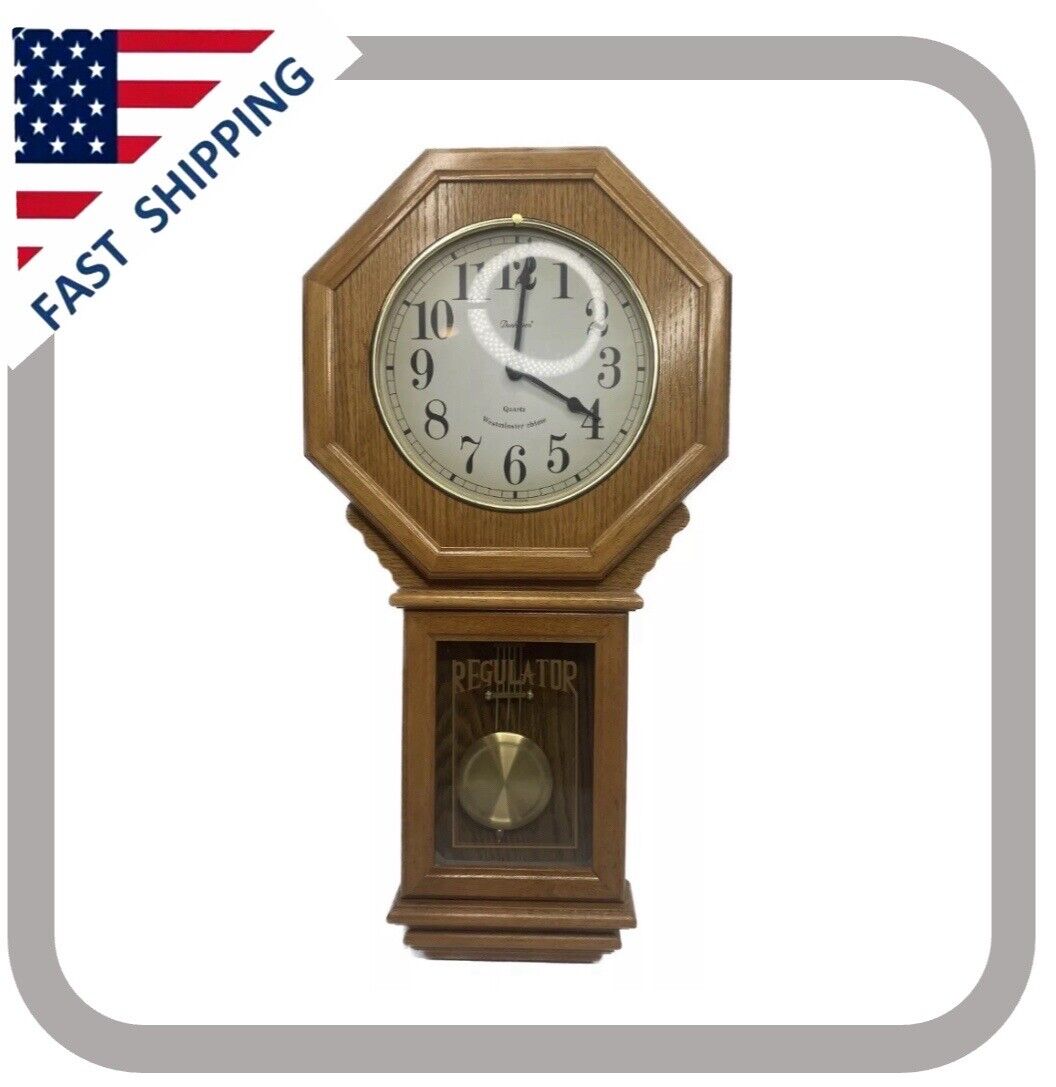 Large Vintage Dunhaven Quartz Pendulum Westminster Chime Regulator Wall Clock