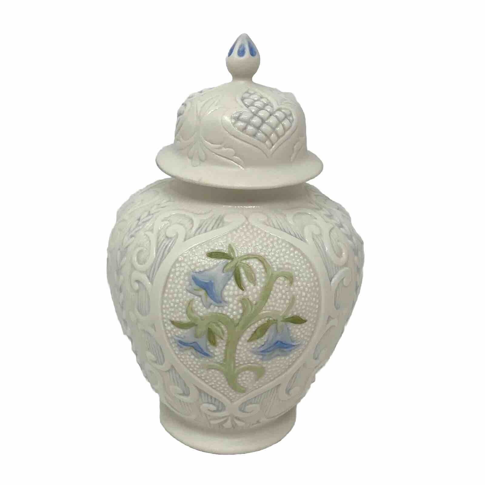 Vintage Cybis Porcelain Moriage Ginger Jar Bluebell Flower