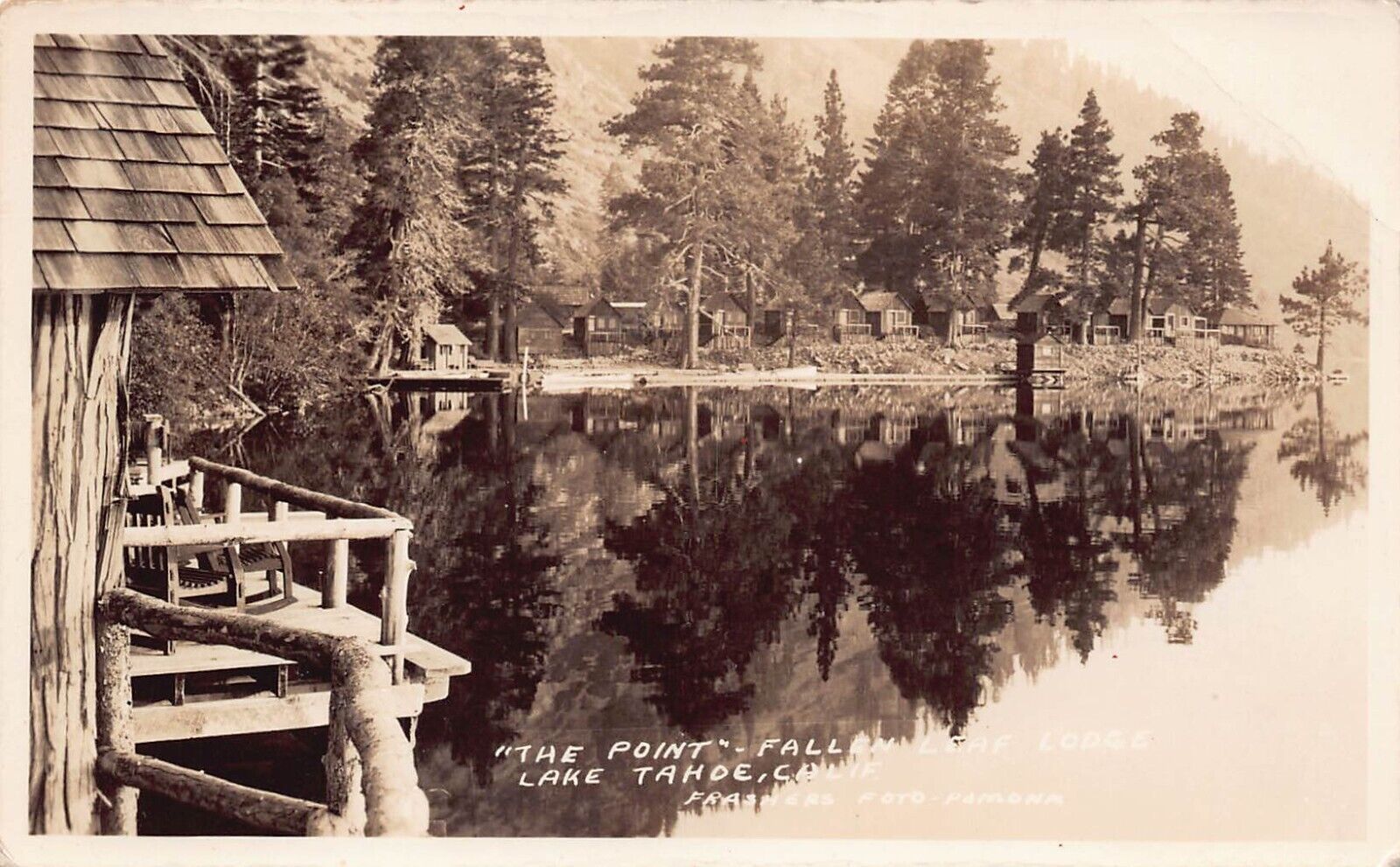 RPPC Lake Tahoe CA Fallen Leaf Lodge Camp Richardson c1934 Photo Postcard D48