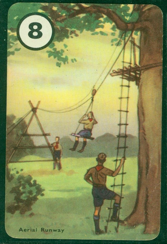 1955 Pepys, Scouting card game (Boy Scouts), # 8, Aerial Runway