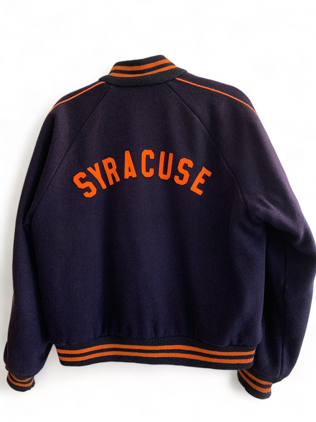 Syracuse Orange Vintage Bomber Varsity Jacket Princeton Knitting Masters Large