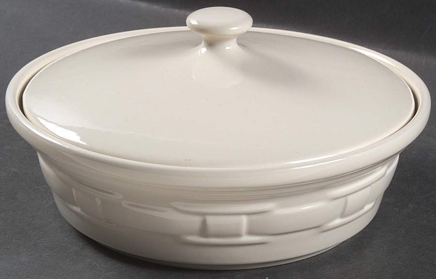 Longaberger Woven Traditions Ivory 1 Qt Round Covered Casserole 6469501