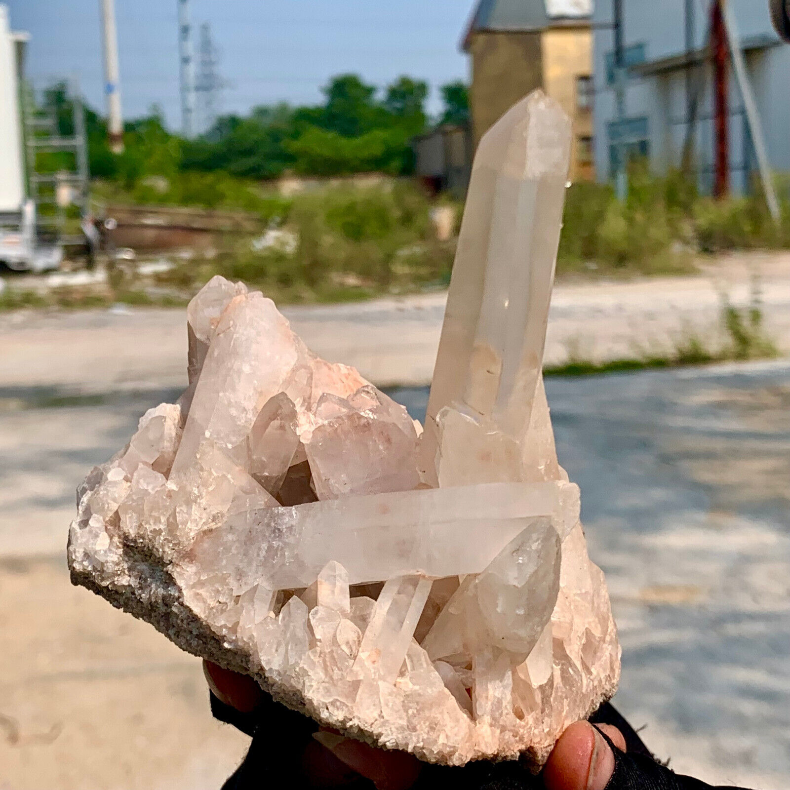 446G A+++Large Natural white Crystal Himalayan quartz cluster /mineralsls