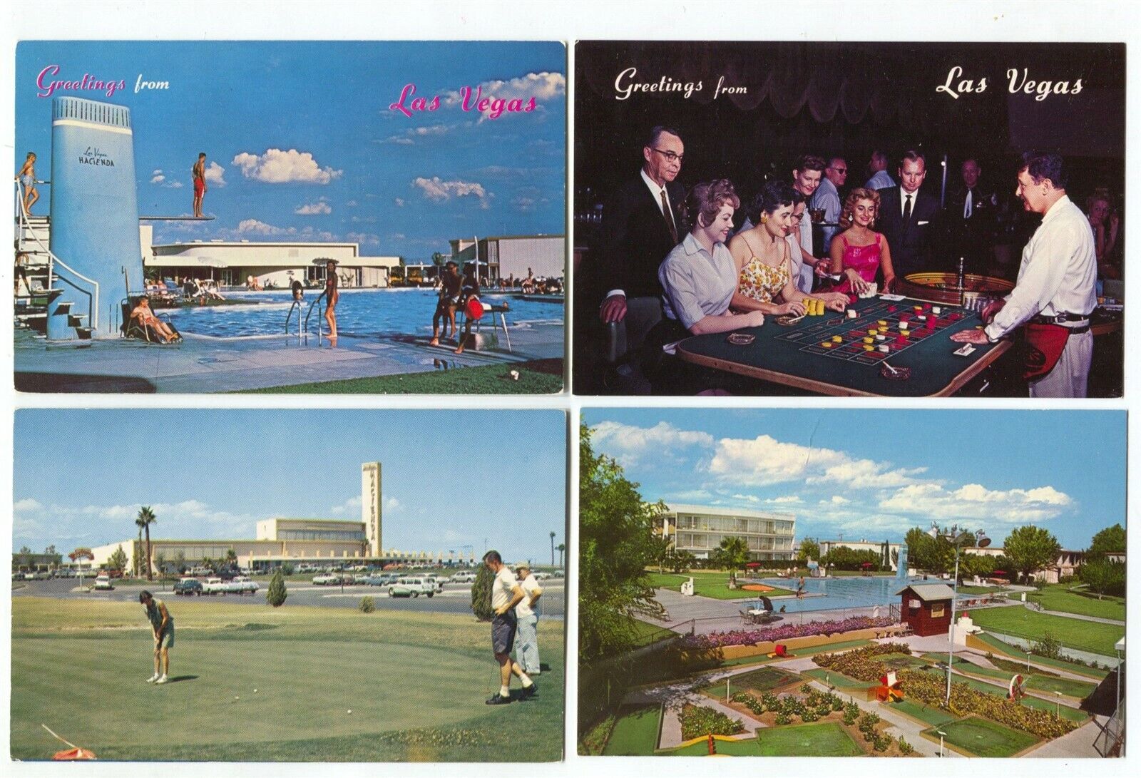 4 Vintage Hacienda Hotel & Casino Las Vegas Nevada Postcards 