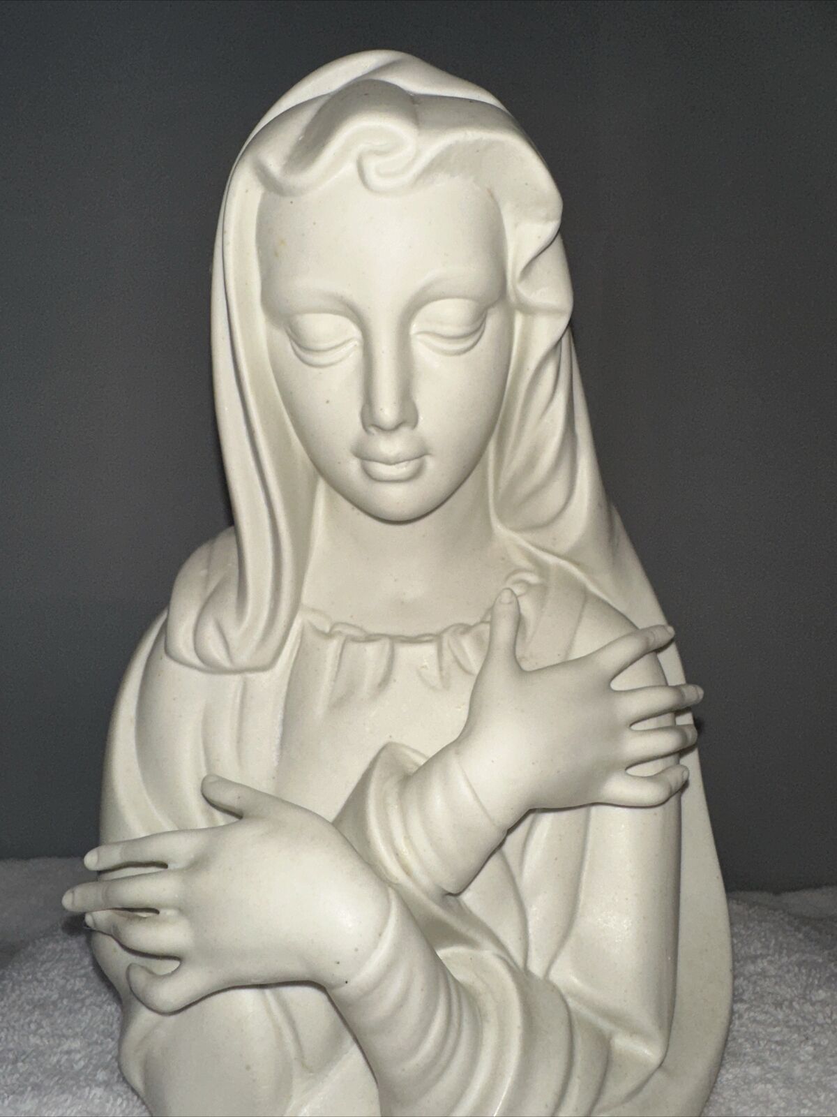 Bisque Porcelain Madonna Virgin Mary Bust Bavaria Gerald Porcelain Vintage 10”