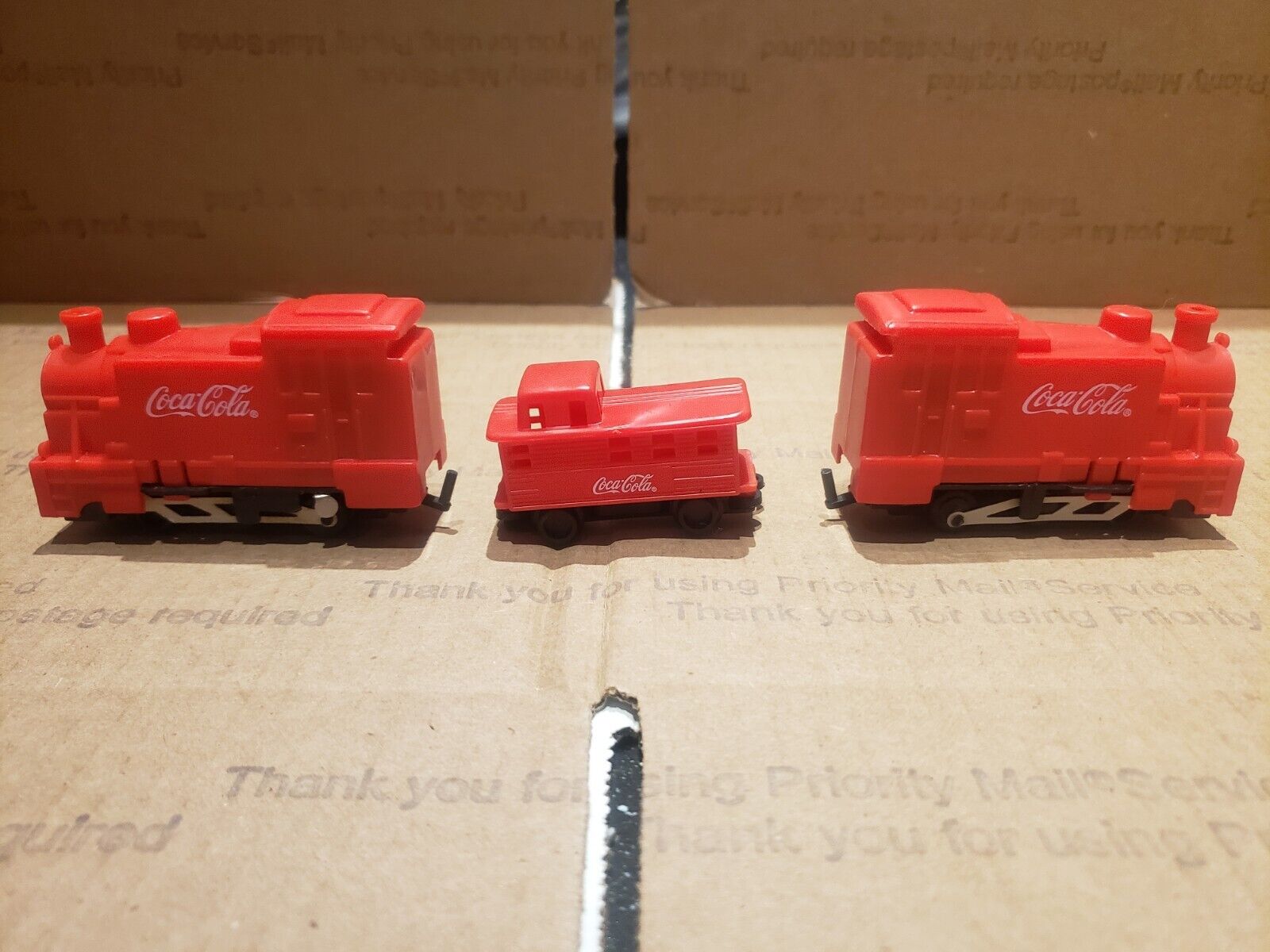 Coca Cola Red Toy Trains Set 3 Plastic Engine Passenger Collectible Advertising