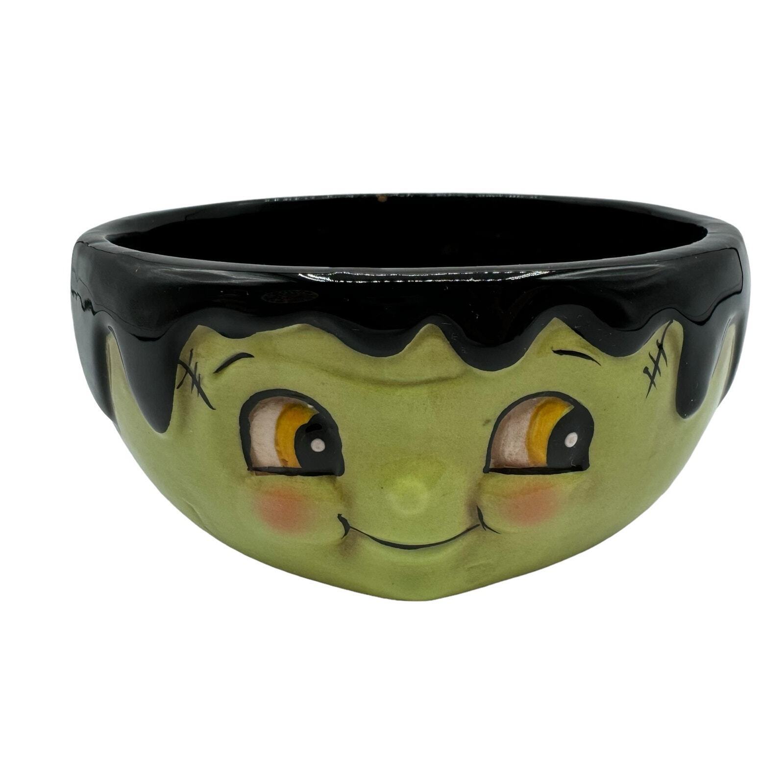 Johanna Parker Transpac Frankenstein Halloween Small Candy Bowl Whimsy Green