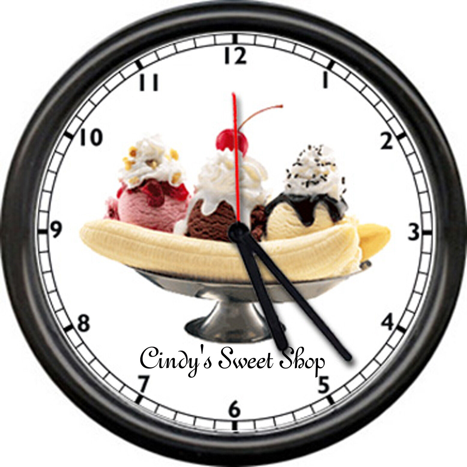 Ice Cream Shop Banana Split Custom Your Name Personalized Sign Wall Clock