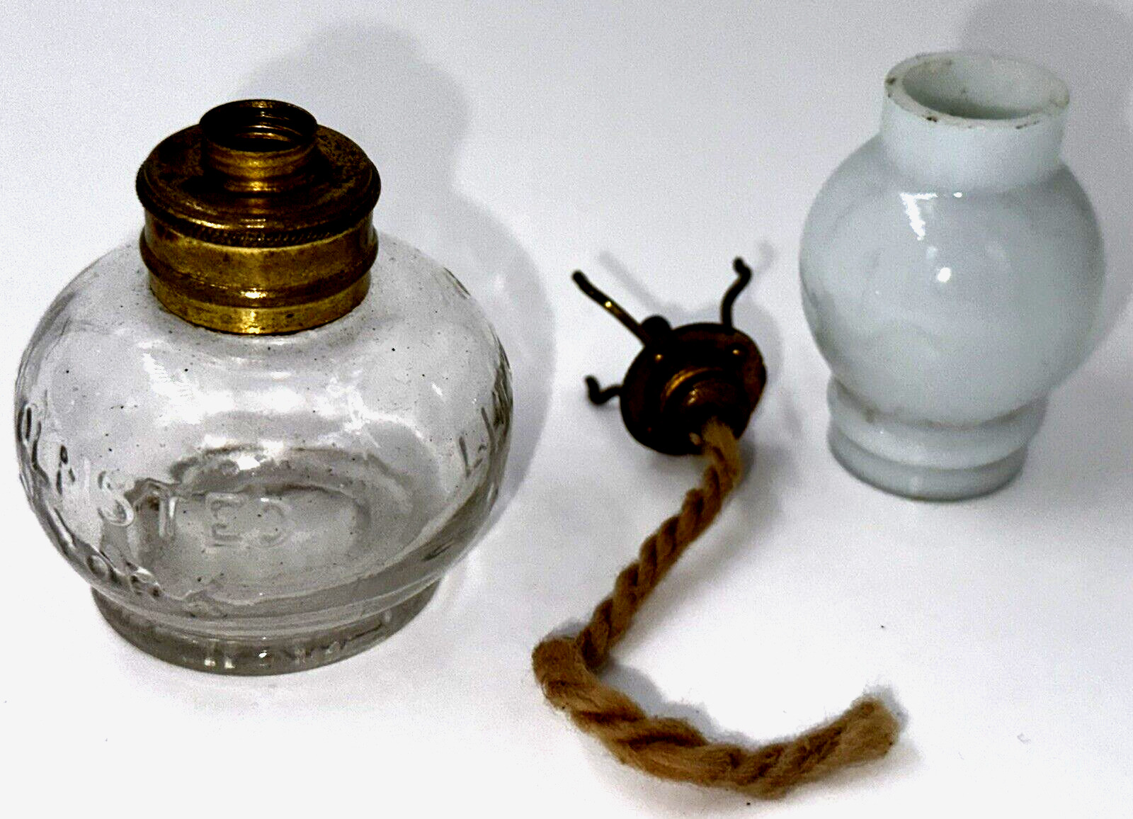 Antique Miniature Oil LITTLE HARRY'S NIGHT LAMP + Burner Chimney 1877 Smith 1-15