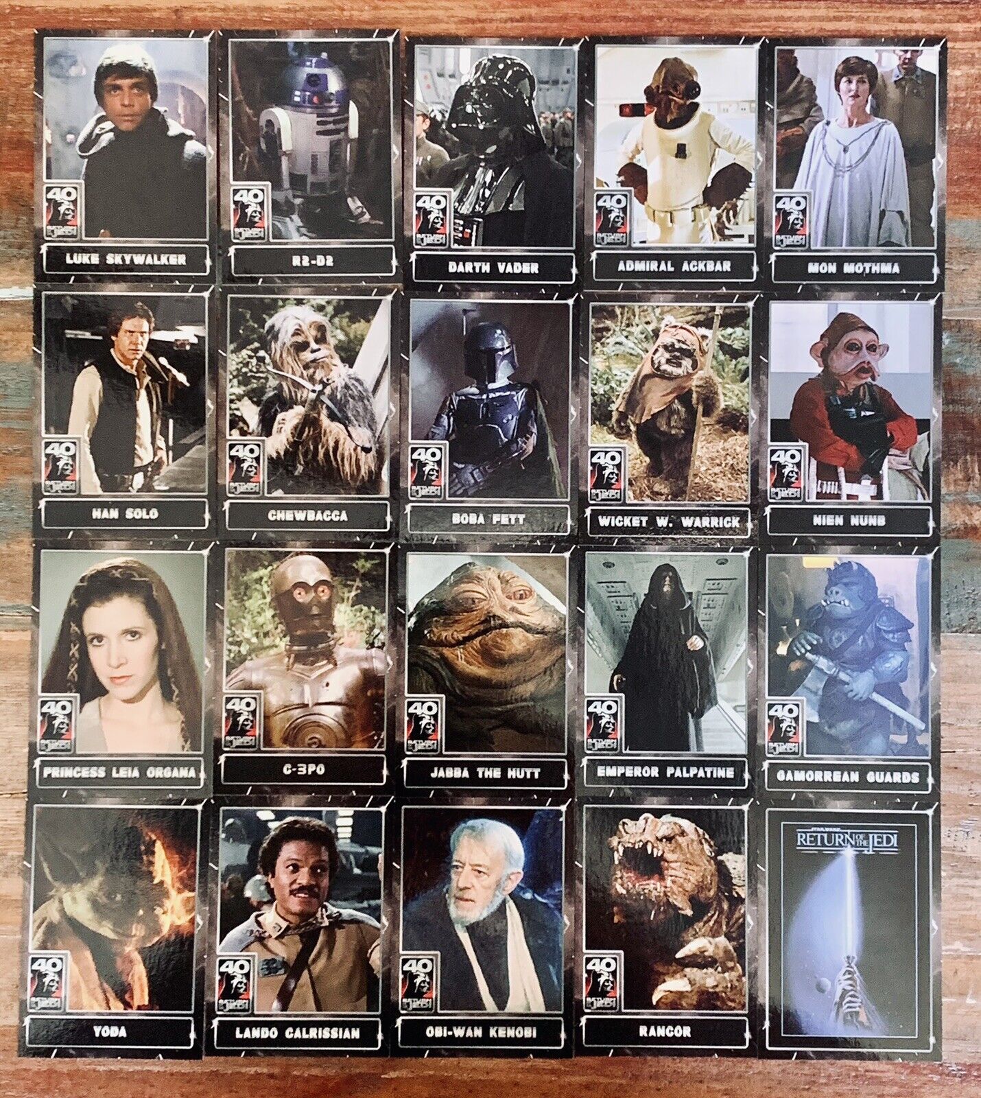 2023 TOPPS STAR WARS 40th ANNIVERSARY 20 CARD COMPLETE LIMITED PRINT SET.