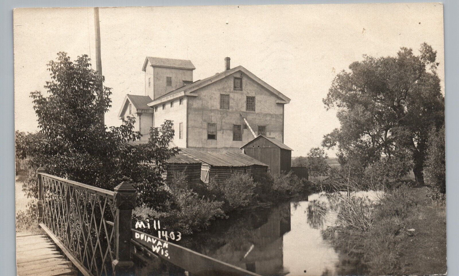 THE OLD MILL delavan wi real photo postcard rppc historic wisconsin industry