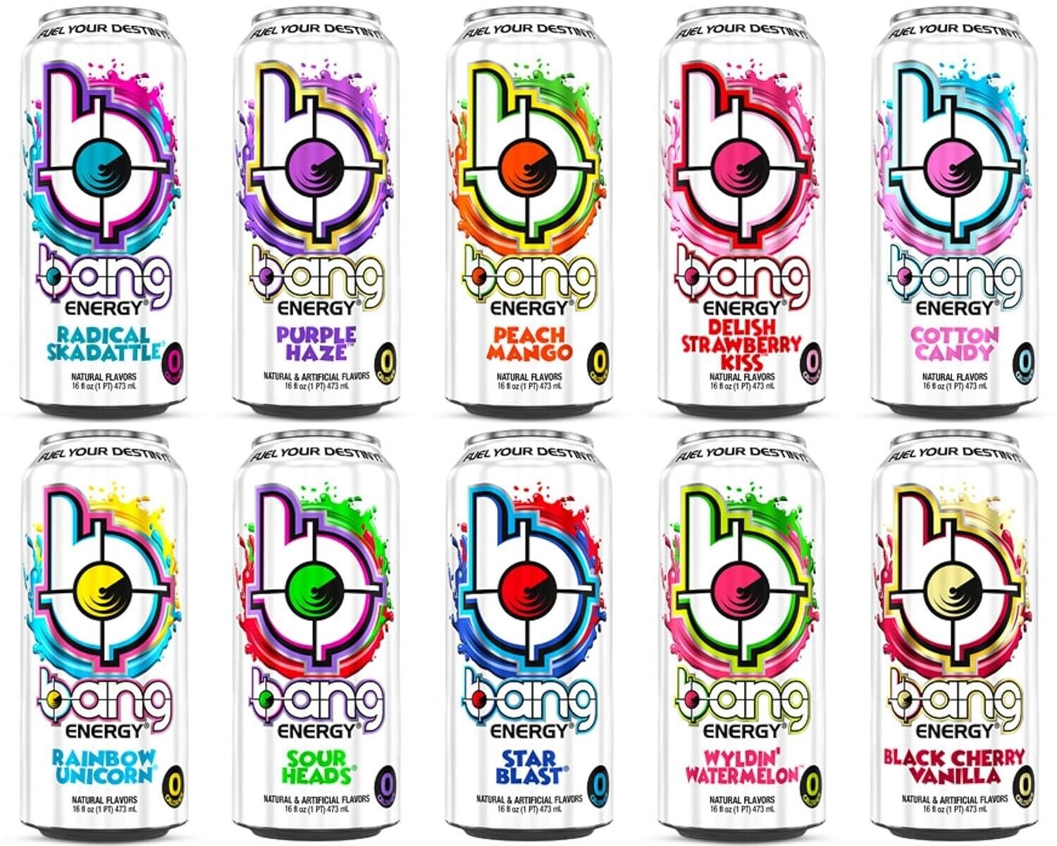Bang Energy, Rainbow Unicorn Variety Pack, 16 Fl Oz Cans, (Pack of 12)