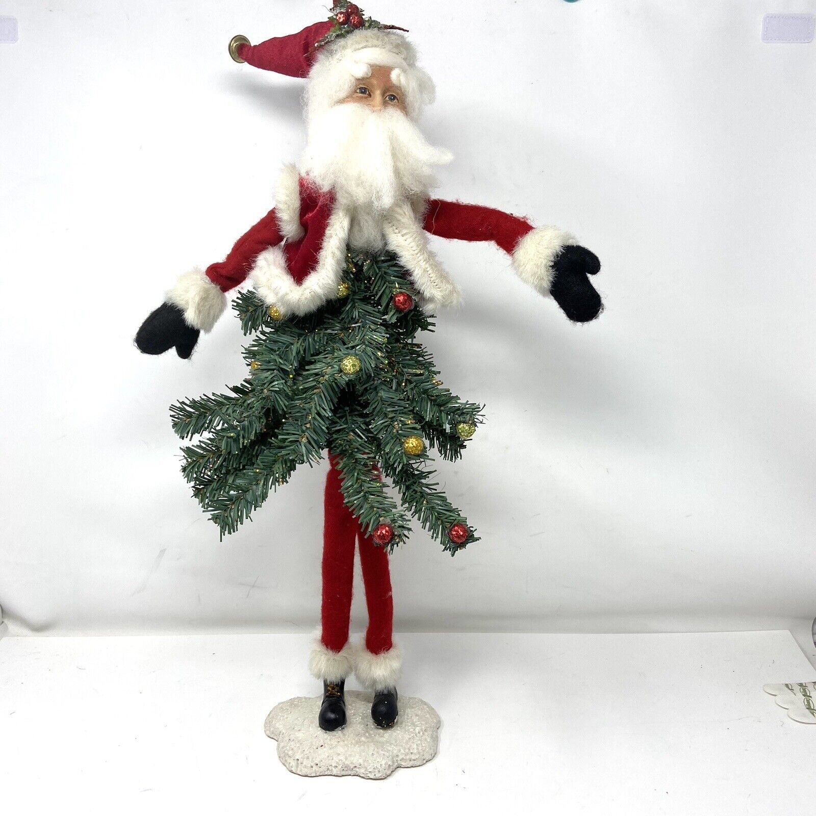 Vintage Tall Posable Santa Claus Christmas Tree 19” Tabletop Decor