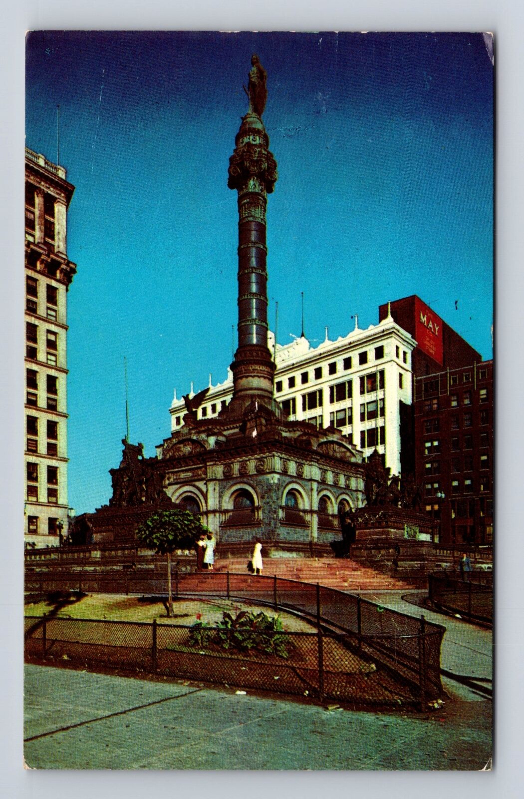 Cleveland OH-Ohio, Public Square, Antique, Vintage c1957 Souvenir Postcard