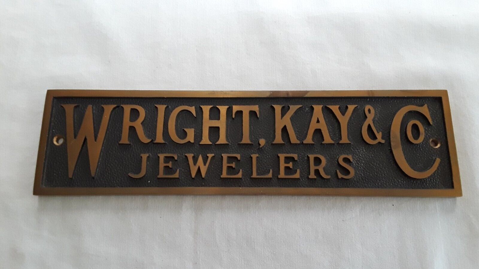 Antique Wright Key & Co Jewelers Bronze Sign Detroit mi.
