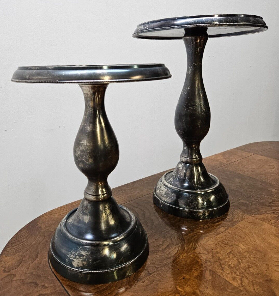 Pair Silver Plate John Richard Italian Style Candelabra Candle Stands