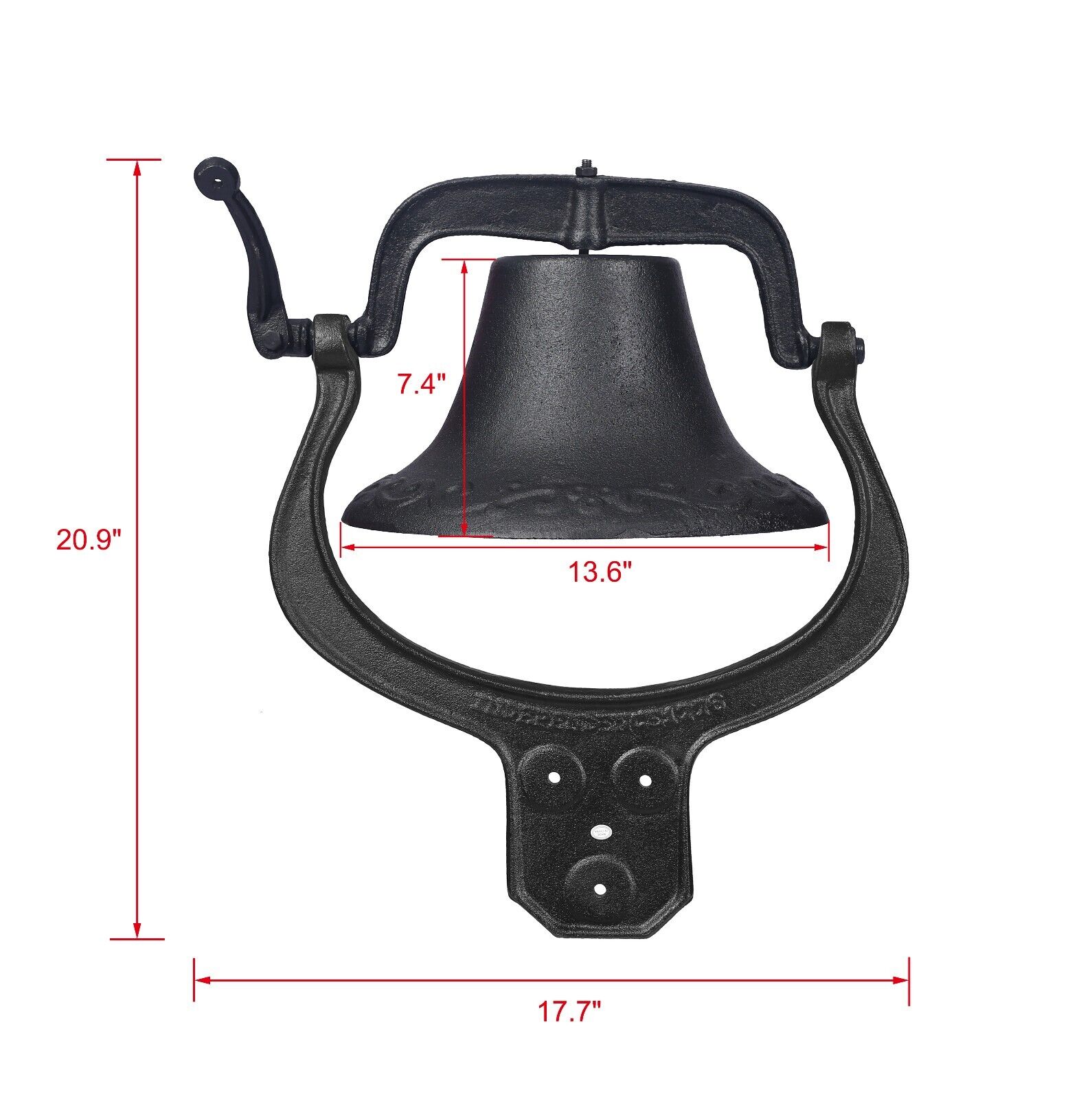 Large Church Black School Antique Vintage Style Large Cast Iron Dinner Bell USA