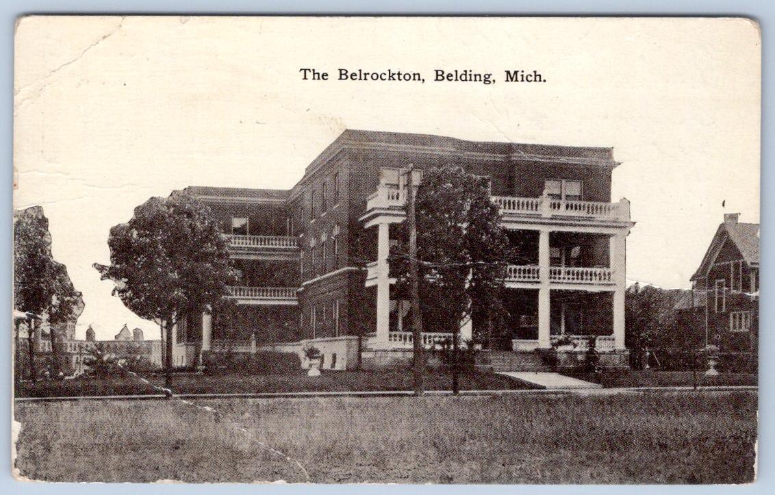 1910\'s BELDING MICHIGAN THE BELROCKTON HOTEL INN WEIXELBAUM POSTCARD