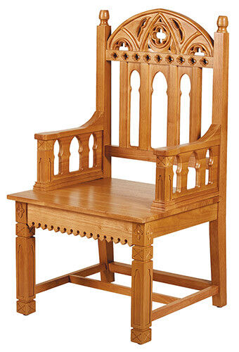 Gothic Celebrant Chair Medium Oak Stain  