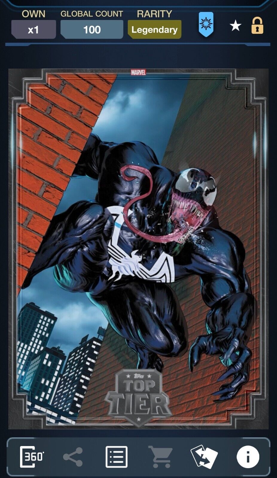 Topps Marvel Collect motion Venom/Carnage Card Top Tier '24 **LEGENDARY** #100CC