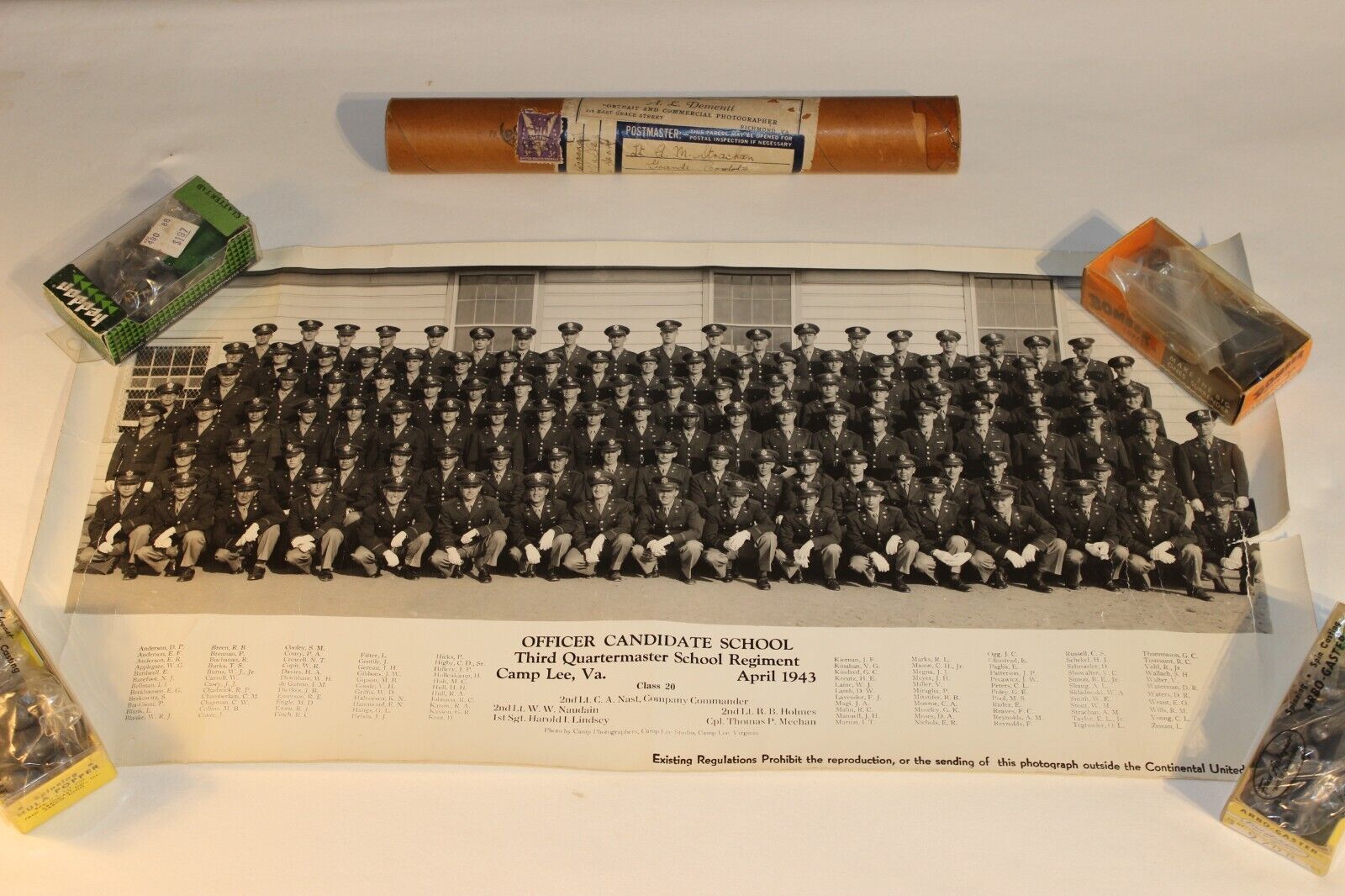 US ARMY 1943 WW2 OFFICER CANDIDATE SCHOOL Panoramic Photograph CAMP LEE VA