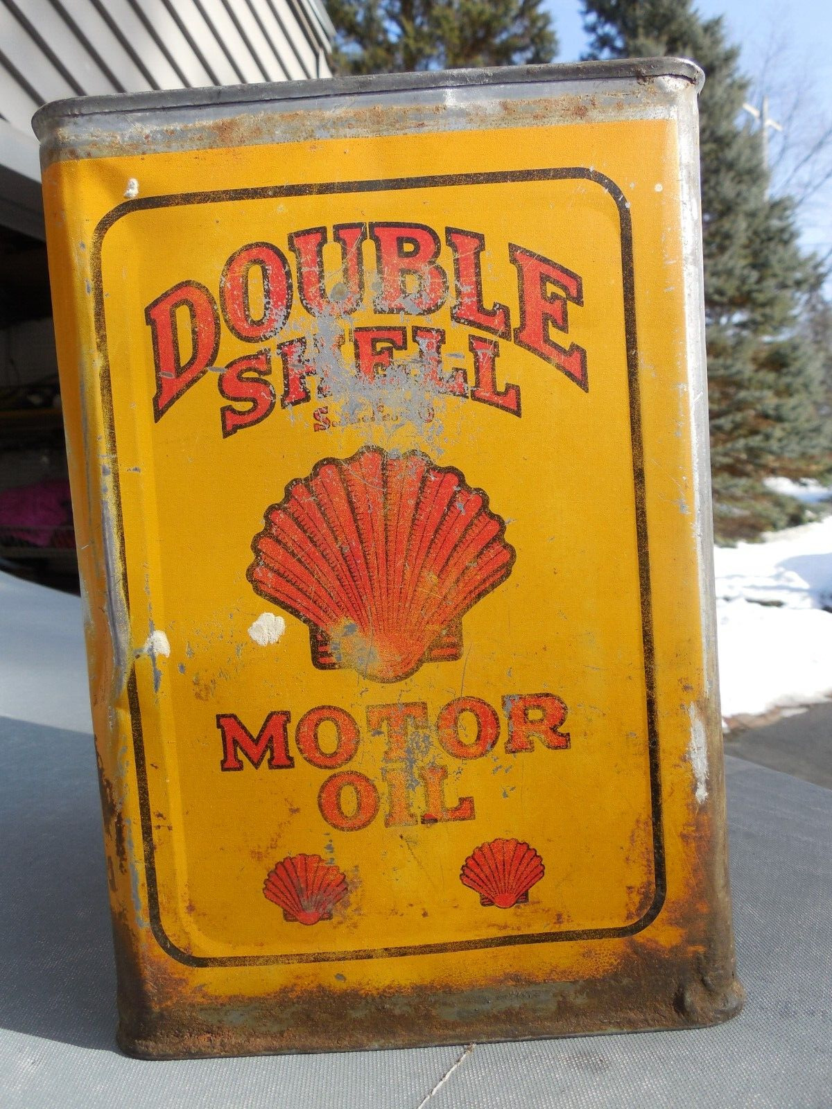 Vintage 1920's Shell motor oil metal 1-Gallon can