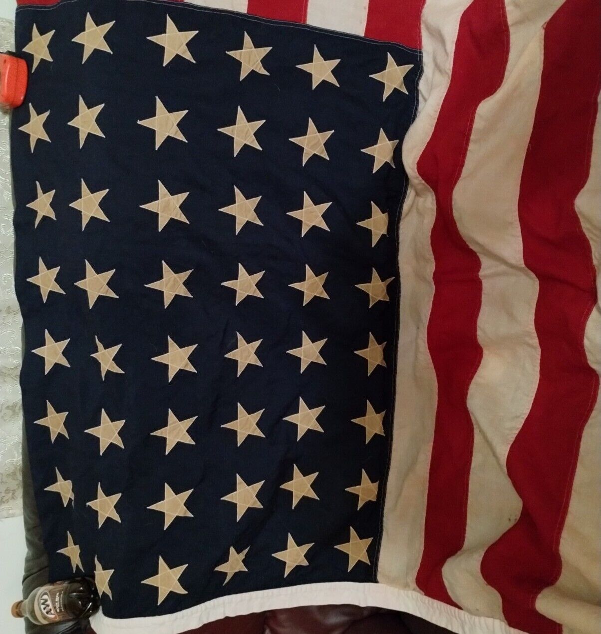 Flag With 48 Gold Stars On Both Sides.. Made In France, Only  Less Than 20 Left 