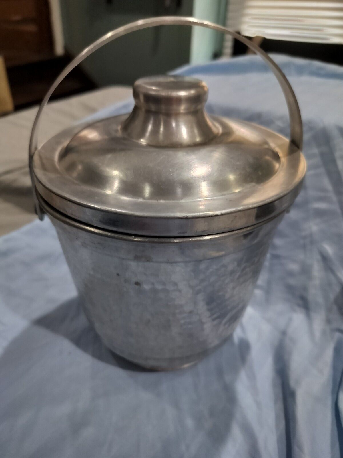 Vintage Made in Italy Hammered Aluminum Ice Bucket