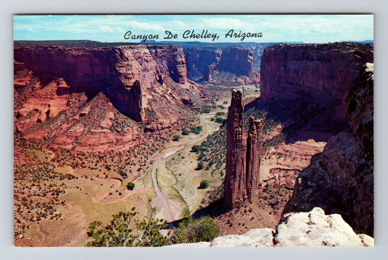 Canyon de Chelley AZ-Arizona, Spider Rock, Aerial, Vintage Postcard